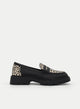 BLACK MOCCASIN WITH BEIGE CHEETAH DETAIL