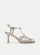 SANDALI ARGENTO TACCO MEDIO CON STRAPPI.