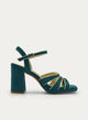 SANDALIA VERDE DE TACÓN ANCHO Y PLATAFORMA CON PULSERA