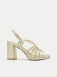 SANDALIA DORADA METALIZADA DE TACÓN ANCHO CON TIRAS