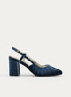 SCARPA SLINGBACK IN VELLUTO BLU