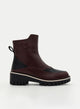 BURGUNDY ANKLE BOOTS WITH TRACK SOLE AND BROGUE DETAIL