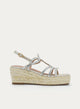 SANDALO CHAMPAGNE ZEPPA IN SPARTO CON STRASS.