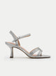 SANDALO ARGENTO TACCO SOTTILE E STRAPPI.