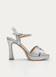SANDALIA PLATEADA CON PLATAFORMA Y TACÓN FINO