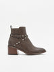 Nyrex wide heel studded ankle boot in brown