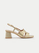 SANDALIA DORADA CON TACÓN GEOMÉTRICO