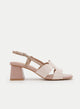 NUDE SANDAL WITH GEOMETRIC PINK HEEL