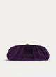Mauve Velvet Ruched Chain Clutch