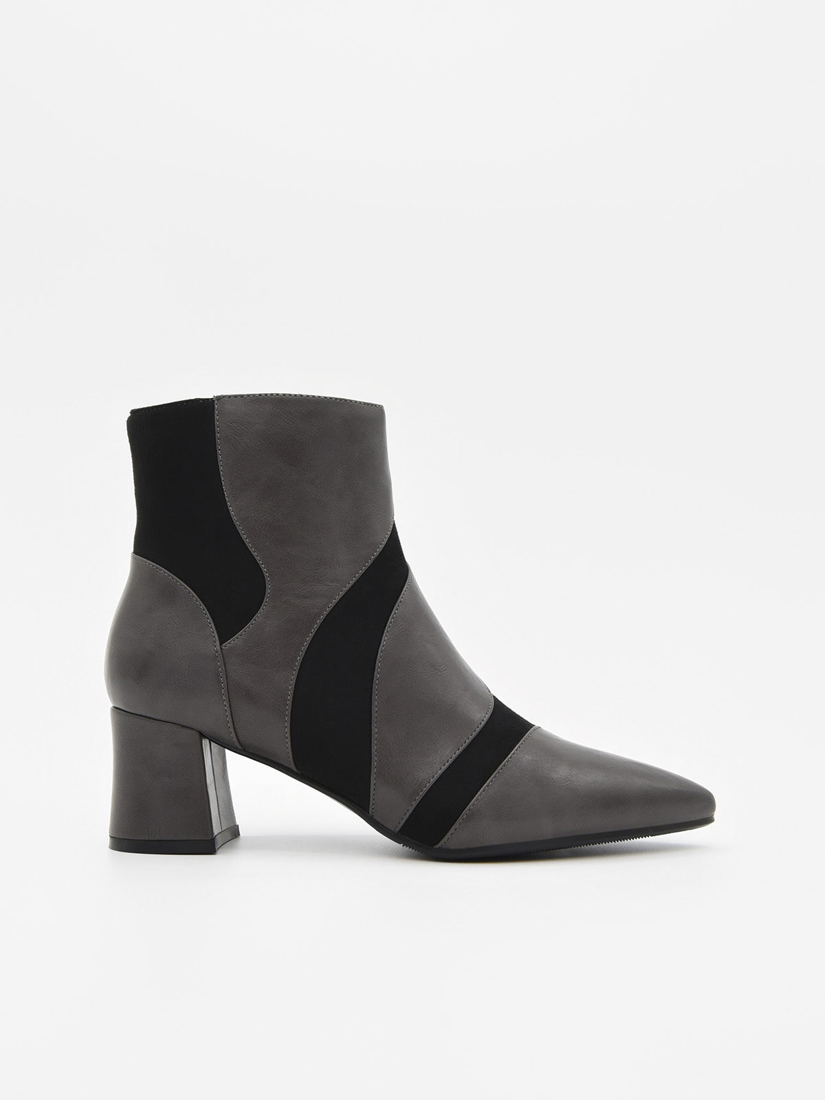 Botines Elegantes Mujer en Gris y Negro con Tacón Cómodo – AZAREY