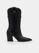 BOTA COWBOY NEGRA EFECTO SERPIENTE TACÓN ALTO