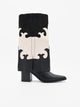 Botas cowboy bicolor negras y beige