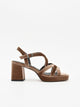 SANDALIA TAUPE TERCIOPELO TACON ANCHO Y PLATAFORMA