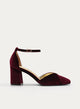 ZAPATOS DE SALÓN DE TERCIOPELO BURDEOS CON CORREA