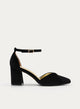 ZAPATOS DE SALÓN DE TERCIOPELO NEGRO CON CORREA