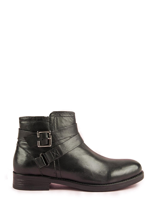 Black LEATHER Ankle Boot