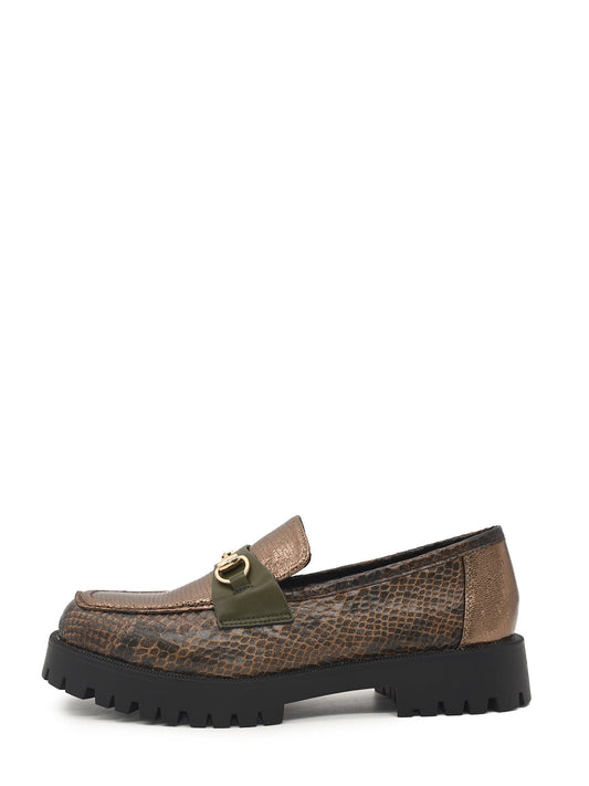 Double-soled snake loafer in brown – AZAREY SHOES