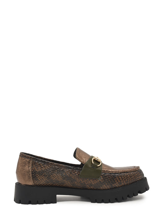 Double-soled snake loafer in brown