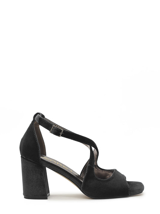 Women's black velvet sandal