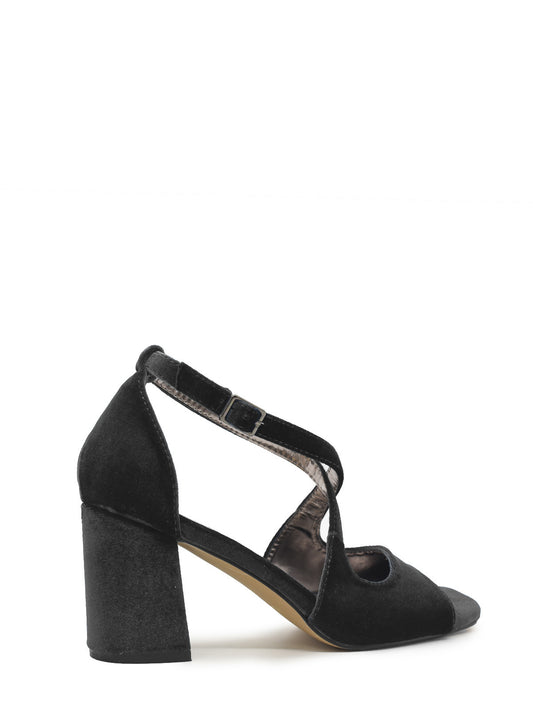 Women's black velvet sandal