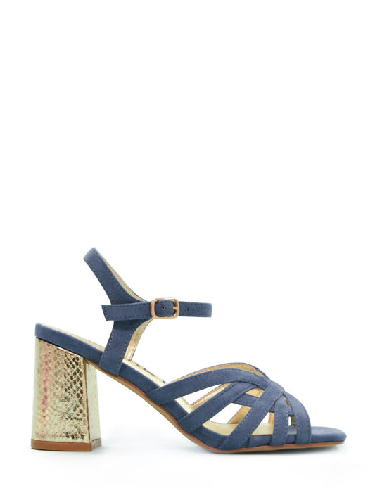 Blue sandal with square heel