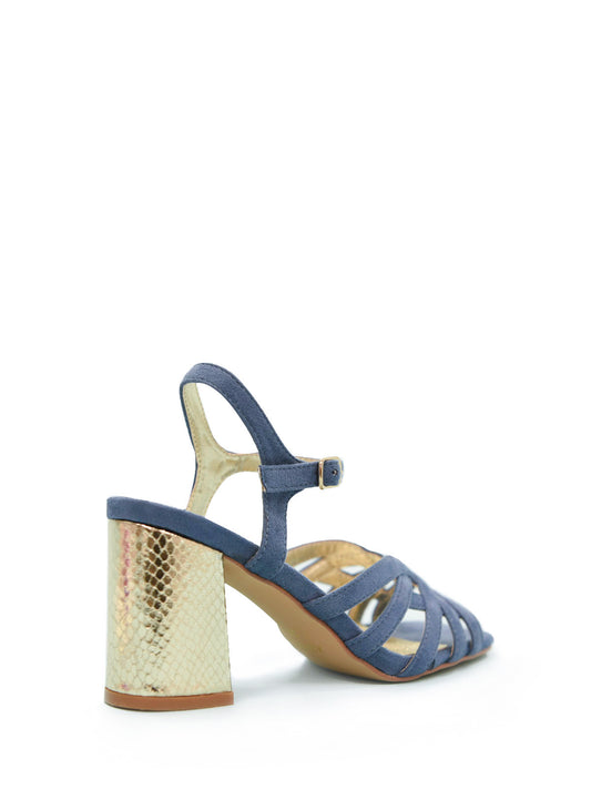 Blue sandal with square heel