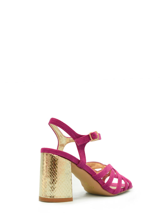 Bougainvillea-coloured sandal with square heel