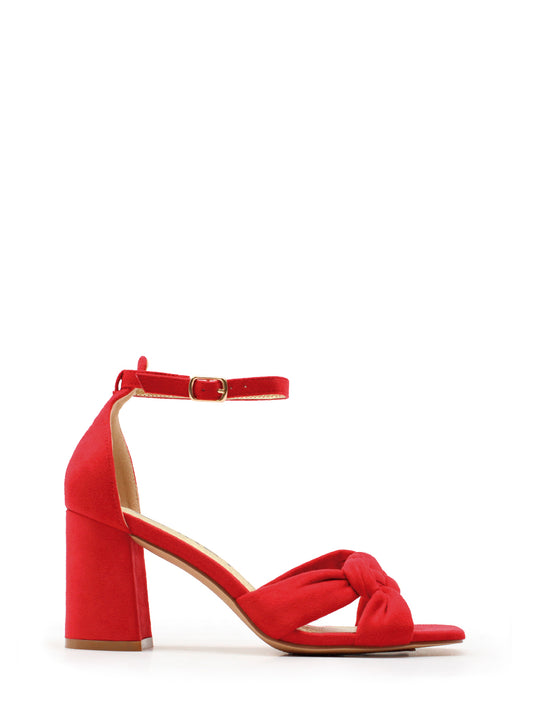 Red sandal with square heel