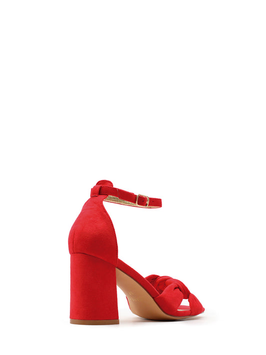 Red sandal with square heel