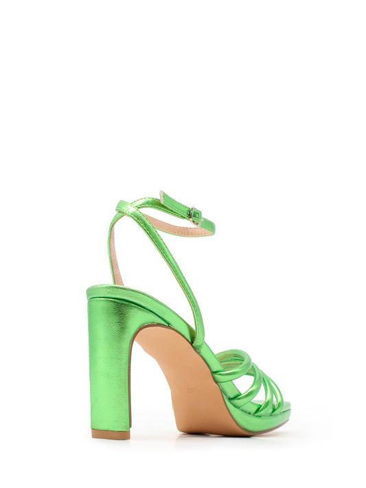Sandalo con plateau verde con cinturino