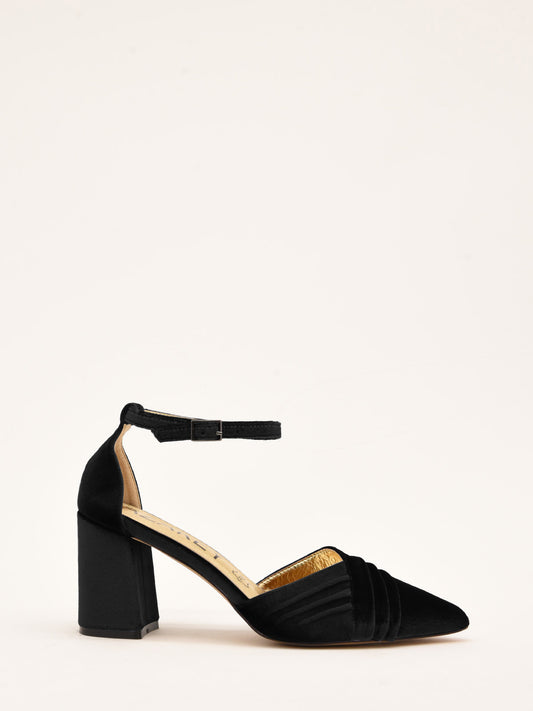 Black Velvet Ankle Strap Pumps