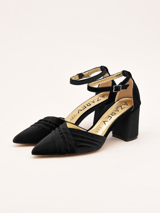 Black Velvet Ankle Strap Pumps