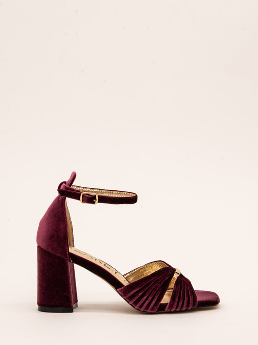 Pink Velvet Sandals with Gold Detail