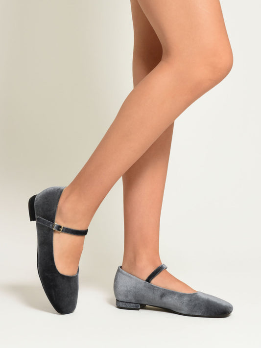 Flexible Ballerinas in Grey Velvet