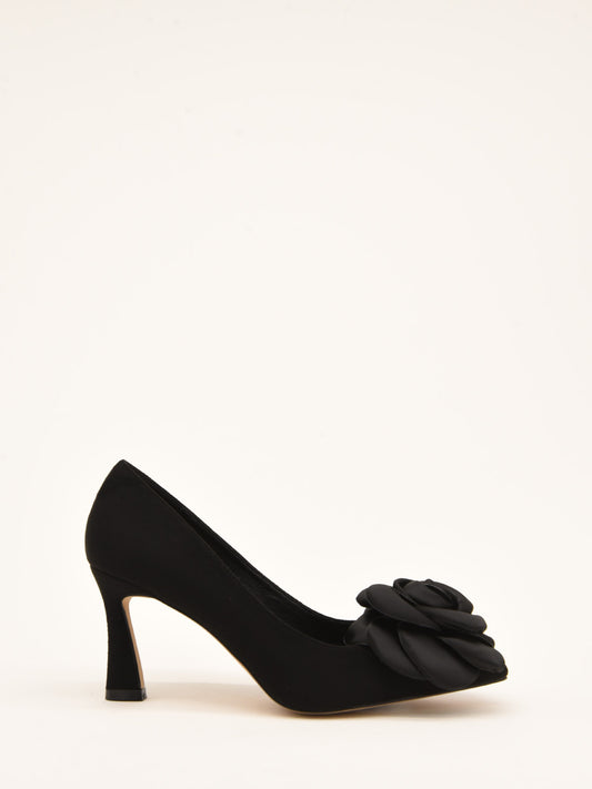 Black Court Shoes with Flower