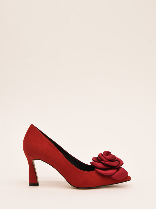 Zapatos de Salón Rojos con Flor