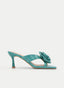 TURQUOISE THIN-HEEL SANDAL WITH FLOWER