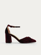 Burgundy Velvet Ankle Strap Pumps