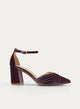 Taupe Velvet Ankle Strap Pumps