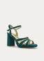 SANDALIA VERDE DE TACÓN ANCHO Y PLATAFORMA CON PULSERA