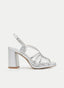 SANDALIA PLATA METALIZADA DE TACÓN ANCHO CON TIRAS