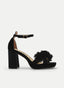 SANDALIAS DE PLATAFORMA NEGRO CON FLORES Y TACÓN ANCHO