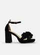 SANDALIAS DE PLATAFORMA NEGRO CON FLORES Y TACÓN ANCHO
