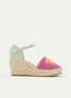 MULTICOLOR RASPBERRY AND GREEN WEDGE ESPADRILLES