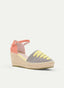 MULTICOLOR GRAY AND CORAL WEDGE ESPADRILLES