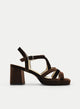 Blue Sandal velvet with wide heel and platform