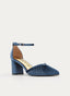 ZAPATOS DE SALÓN DE TERCIOPELO GRIS CON CORREA