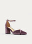 ZAPATOS DE SALÓN DE TERCIOPELO MALVA CON CORREA