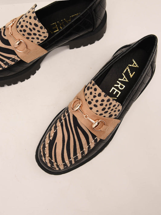 Zebra Coconut Loafers in Multicolor Black