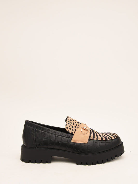 Zebra Coconut Loafers in Multicolor Black